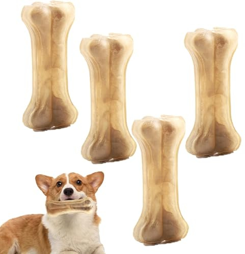 Os à Mâcher pour Chien - Jouet à Ronger pour Chien | Oš Poûr Animaux | Jouet de Mastication | Bâtonnet Nettoyant Pōur Dents | Cuir de Bœuf Artificiel, Os à Polir, Résistant aux Morsures, Accessoire Pō