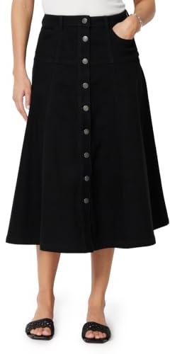 Amazon Essentials Mujer Falda Midi Acampanada de Mezclilla de Talle Alto con Botones
