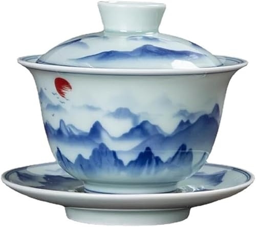 Ensemble de thé Gaiwan, Tasse à thé Kung Fu chinoise en céramique Gaiwan 150 ml, soupière en porcelaine faite à la main