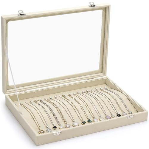 WPPQWP Ketten Aufbewahrung Box, 20 Hooks Kettenaufbewarung Schmuck Liegend, Schmuckaufbewahrung Ketten 35 x 24 x 5 cm