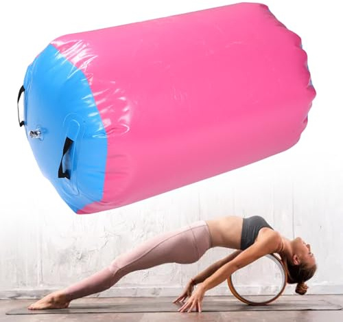 CCYLEZ Gymnastik Luftrulle, 50 Cm PVC Uppblåsbar Tumlingsrulle, Justerbar Hårdhet för Rygghandfjäderträning, Bärbar Luftkudde för Skadeförebyggande, Gymnastikmattatillbehör