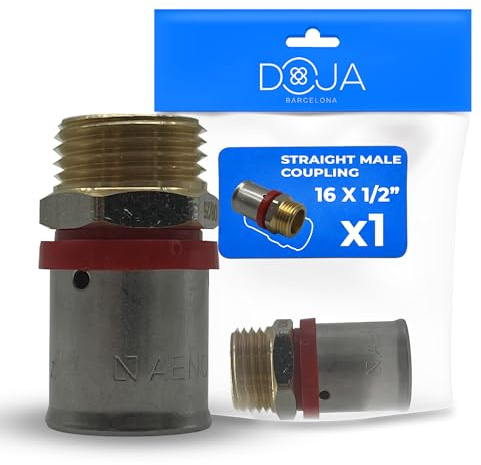 DOJA Barcelona Racor Recto Macho Multicapa - 16mm x 1/2 - Fácil Instalación, Conexión Tubo Multicapa, Robusto, Racor para Piezas Macho Multicapa, Buen Ajuste, Accesorios