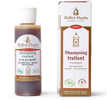Ballot-Flurin - Shampoing antipelliculaire à la propolis Bio - Sans sulfate sans silicone sans paraben - Tout type de cheveux - Certifié Cosmébio - Fabriqué en France - 125ml