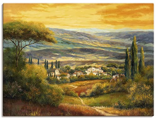 ARTLAND Wanddeko Leinwand Bilder Wandbild A. Heins Toskanatal Landschaften Europa Italien Malerei Ocker A1XK
