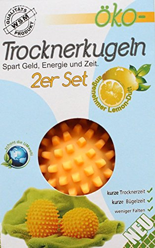 Öko Trocknerkugeln 2er Set mit Lemon Duft Trockner Ball Kugel von WSM
