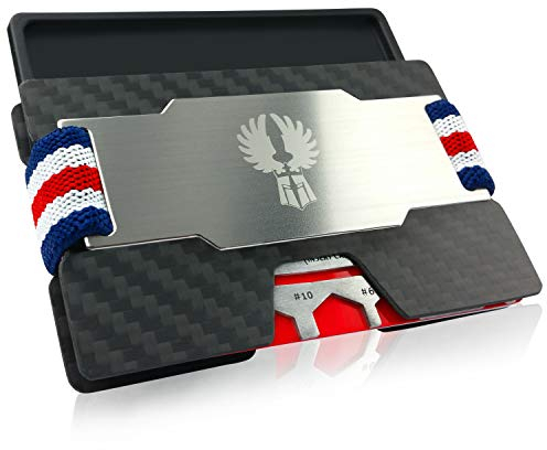 KNIGGE Kartenetui Herren mit Münzfach und Geldklammer in 7 Farben - RFID/NFC Schutz – Slim Wallet aus Gleit- Carbon gegen Kartenabrieb – Edle Kreditkarten Etuis - Mini Geldbörse
