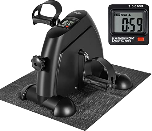 AGM Mini Exercise Bike Pedal Sit Down, Under Desk Bike with LCD Display for Legs and Arms, Non-Slip Mat Included