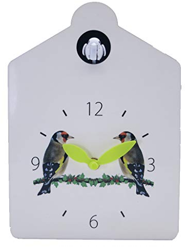 BirdHouse Black, DESEWISH moderna madera decoración para el hogar pared reloj de cuco 12 voces de aves naturales llamada de cuco para la familia del niño (Blanco, 230 * 165 * 70 MM)