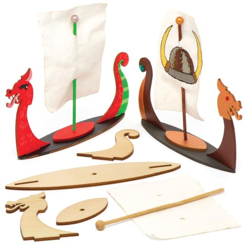 Baker Ross AW671 Wikinger-Langboot-Kits, Holz, 3 Stück