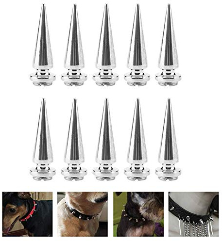 HEEPDD Grand Cone Rivet, 10 Pcs 10mm Metal Spike Rivets Cone Spikes Metallic Vis Dos Goujons Frais Rivets Punk pour DIY Artisanat en Cuir(Silver)