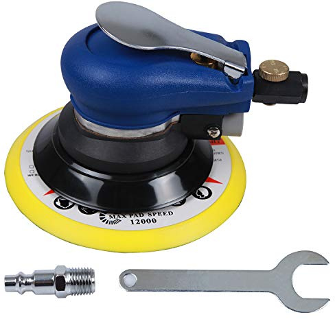 6 Air Palm Random Orbital Sander, Dual Action Pneumatic Polisher Speed Adjustable Grinding Sanding w/Pad