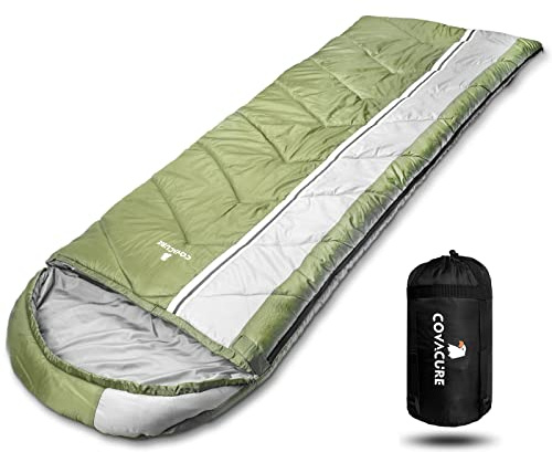 COVACURE Schlafsack Camping Ultraleicht 220x80cm Sommerschlafsack | Packmaß 31x14x14cm, wasserdicht/atmungsaktiv, als Decke 220x160cm, Kinder/Erwachsene, Camping/Wandern