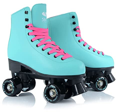 SMJ sport Damen Klassische Retro Rollschuhe | ABEC7 Kugellager | Mint Rosa Mädchen Classic Roller Skates Inliner Inlineskates | Gr. 35, 36, 37, 38, 39, 40, 41 (Türkis, 39)