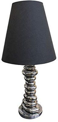 Meubletmoi Luminaire 76 cm Galets argentés avec Abat-Jour Noir - Lampe Design Contemporain - Stone