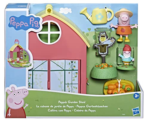 Peppa Pig Peppa’s Adventures Peppas Gartenhäuschen Spielset, enthält 1 Figur, 5 Accessoires, mit Tragegriff für unterwegs, ab 3 Jahren geeignet, F36585L0