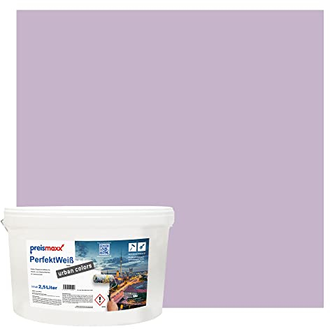 Preismaxx Perfektweiß urban colors, bunte Wandfarbe, lila, flieder, lilac 2,5L, Innenfarbe, hohe Deckkraft Klasse 2, matt