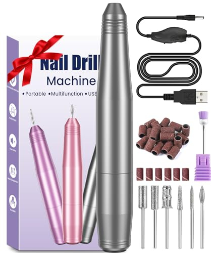 Nagelfräser, Elektrische nagelfräser Maniküre Set, 20000 U/Min Verstellbare Geschwindigkei Schleifpolierer für gelnägel, Fräser für Gelnägel, Nagelhaut Shellac Acrylgel, Sicher für Anfänger