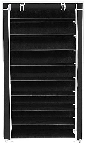 RELOVE Faltbarer Schuhschrank aus Stoff, faltbar, mit 10 Regalen für 40 Paar Schuhe – Kleiderschrank, Campingschrank (88 x 28 x 160 cm (9 Schichten))