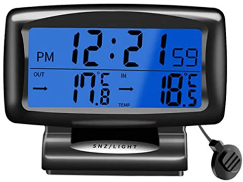 Horloge Numérique pour Voiture avec Affichage Rétroéclairé, Thermomètre et Voltmètre - Accessoire pour Tableau de Bord de Camion