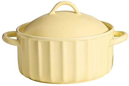 Tazón de sopa de arroz,/Tazón de cerámica con tapa, Taza de sopa con tapa, Tazones de fideos ramen for microondas, for dormitorio, hogar, oficina-amarillo-650ml/23oz ( Color : 950ml/33.5oz , Size : Gi