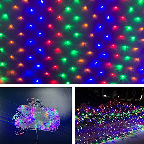 CattleBi 3x2m All'aperto Rete di Luci 8 Modalità Impermeabili Natale Tenda Fata Luci Nette Per Feste Compleanni Matrimoni Natale Halloween Giardino Rete Luminosa (Colore)