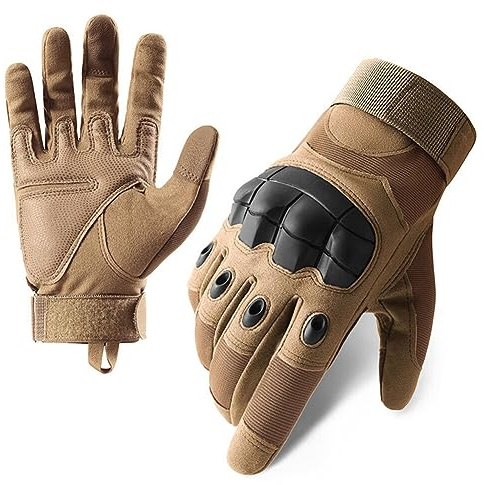 Guanti da Esterno Dito Pieno Guanti di Protezione, Guanti Tattici Militari Touch Screen Full Dito per Uomo e Donna Guanti da Tiro in Pelle Microfibra, Guanti Sport All'Aperto, Giallo M