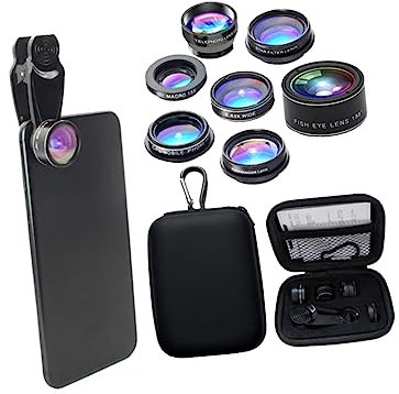 OSALADI Telefonobjektiv-kit Mit Fischaugen-, Superweitwinkel-, Makro-, Telekonverter-, Polarisations-, Starlight- Und Effektlinsen Für Smartphone-Kamera, Schwarz, Leicht Zu Installieren Un