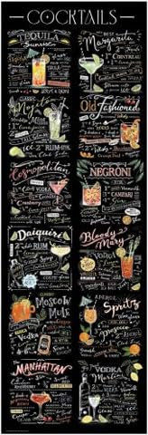 Cocktails - Rezepte - Poster Plakat Druck - Grösse 53x158 cm + 2 St Posterleisten Kunststoff 62 cm transparent