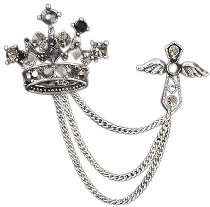 WIPPWER Brosche Anstecknadel Engelsflügel Kreuz Krone Brosche Anstecknadel Herren Windjacke Anzug Boutonniere Abzeichen Broschen for Männer Frauen Broches Kette Quaste Abzeichen