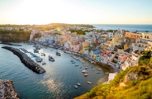 Acryl-Bild 80 x 50 cm: Das Fischerdorf Corricella auf der Insel Procida, Italien (62777136)