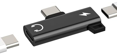 Adaptador USB C Jack Double(2 en 1) para Apple iPhone 16 15 Auriculares Distribuidor Tipo-c Toma Auriculares Cargador Cable Adaptadores Auriculares DAC AUX Audio Conector para iPad Compatible con