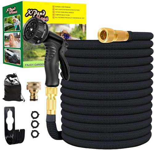 Tuyau d'arrosage flexible, 22,5 m/30 m, extensible, avec 10 fonctions de pulvérisation, adaptateurs rapides et support mural, adaptateur pour 1/2 3/4 et support mural