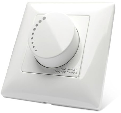 Led Dimmer Schalter, 230 V Unterputz Dimmer, Drehdimmer, Dimmer Abdeckplatte, LED Dimmer, Dimmer- Abdeckrahmen, Dimmschalter LED, Lichtschalter Dimmer für LED Lampen & Glühlampen, Weiß