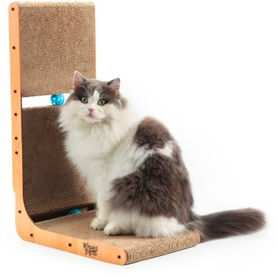 Viraagyiyou Rascador para gatos, tabla vertical para rascar gatos, 23.6 pulgadas en forma de L, almohadillas para rascar gatos de montaje en pared para gatos de interior