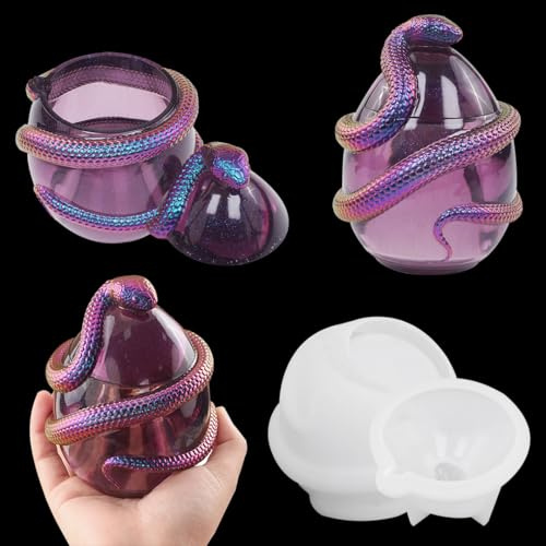 Zayookey Snake Eggs Jar Resin Mould with Lid Large Jewelry Storage Box Silicone Mould 3D Animal Epoxy Casting Moulds DIY Storage Container for Ring Earrings Candy