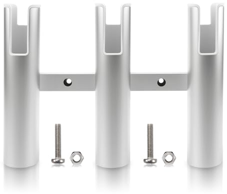Liwogi Cañeros Barco Soportes de Caña de Pescar con 3 Agujeros de Riel de Tubo de Soporte Inoxidable para Barcos, Accesorios para Rieles