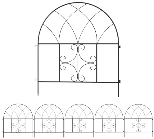 Outsunny Gartenzaun Zaun Stahl 300 cm x 70 cm hoch Dekorativer Gitterzaun Set Zaunelemente Landschaftszaun Oberbogen Zaun für Hunde Hundezaun für Garten Blumenbeete Tierbarriere Außenbereich Schwarz