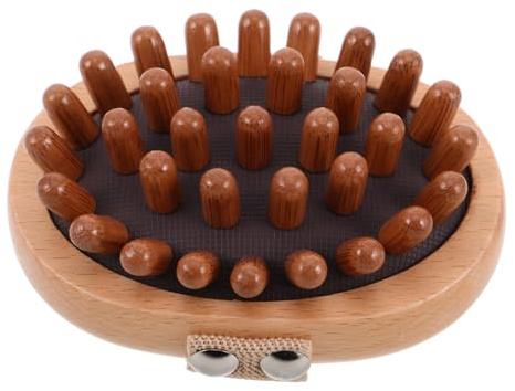SAFIGLE Holz Massagebürste mit Luftpolster Noppen Akupunktur für Ganzkörper Meridian Stimulation Naturholzgriff Massagegerät für Rücken Beine und Füße