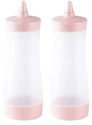 Ronyme 2 Botellas para Salsas, Exprimibles, Vacías, para Aceite Y Barbacoas, Rosa, Individual