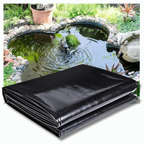 Telo Per Laghetto Da Giardino in PVC Flessibile Resistente agli Strappi Per Piscine Fontane Cascate Telone impermeabile per esterno Dimensione Telo Pvc 4 x 5 spessore 0,5 mm Nero Heissner
