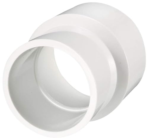 TA-VIGOR 50mm x 40mm PVC DWV Reducing Coupling, Straight Pipe Adapter 2Pcs | Reducer Pipe Fitting Adapter, Socket Slip Connector for Home Water Supply Plumbing Systems, White