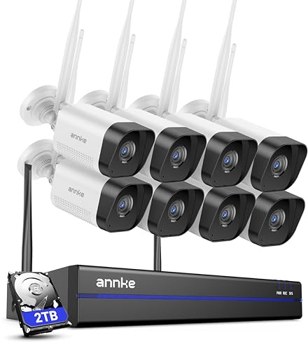 ANNKE 4K Wireless Security Camera System, 16CH CCTV System with 2TB HDD NVR and 8X 8MP Security Cameras Outdoor, 100ft Night Vision, Two Way Audio, Person Detection, 24/7 Recording, IP66 Weatherproof