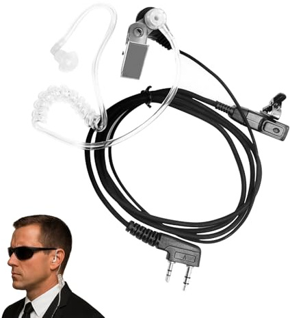 Girihe 1 PCS 2 Pin Radio Earpiece, Ear Piece for Radio Walkie Talkie Headset with PPT Mic Covert Air Tube Earpiece Bodyguard Head Set Ear Pieces for Radioo