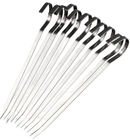 FSSTUD 20 Pcs 12 cm Flat Stainless Steel Grill Skewers Small Metal Barbecue Sticks Reusable Barbecue Skewers Kebab Grilling Skewer Wide BBQ Sticks Mini Grill Tools for Meat Vegetable