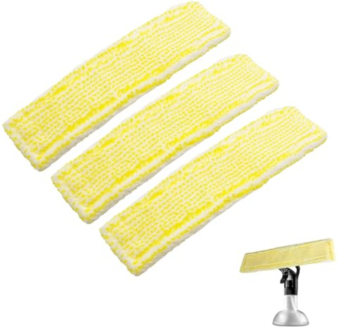 WeddHuis 3 Piezas Almohadillas de Repuesto Accesorios para Limpiacristales Kärcher Limpiador de Ventanas Repuestos Microfibra Funda de Limpieza (Amarillo)