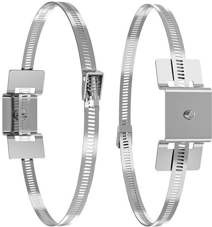 Supporto per Montaggio su,Supporto a Fascetta per Cartelli Stradali - Hardware Metallico Aggiustabile per Scaldabagno Pannello Solare Cassetta Postale Palificio Rotondo