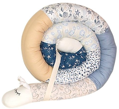 Generisch Bettschlange/Bettschnecke XXL (Motiv Maritim) Länge 250cm **personalisierbar**Seitenschläferkissen, Stillkissen (Meereswelt)