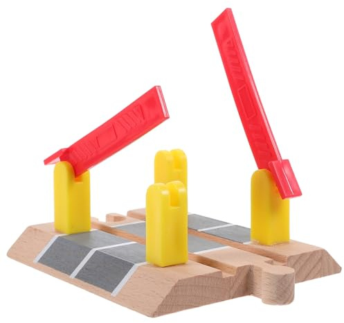 ORFOFE Realistic Wooden Train Track Accessory Railway Railing Barrier Model for Pretend Play Safe and Construction Road Block Gift for Train Enthusiasts and Educational Use