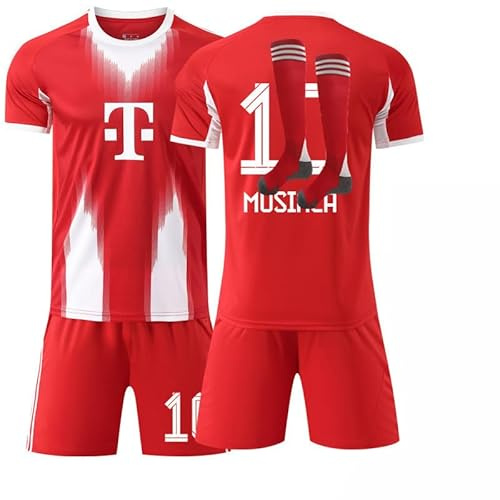 2025/26 New Bayern Trikot Kinder, Home Away Red White Bavaria Football Jersey, Sports Outdoor Soccer Quick-Dry Lightweight Breathable Tracksuit, Fussball Jungen , T-Shirt, Shorts and Socks Outfit