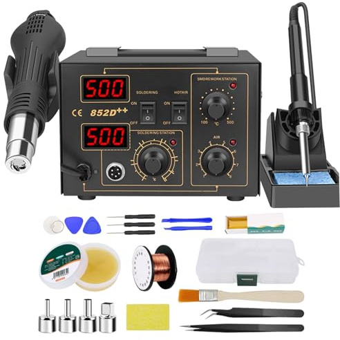 Station de soudage, outils à air chaud à double affichage numérique, stations de dessoudage, fer à souder 2 en 1 à température contrôlée, outils de réparation 852d++
